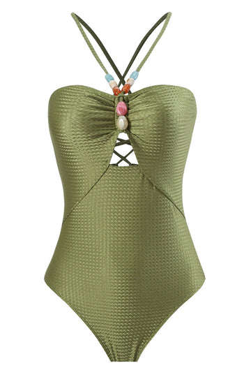 Dusty Green 2-Piece Cut Out Halter Beach Swimwear